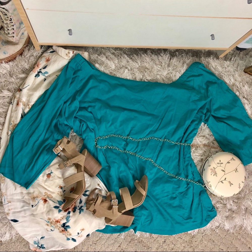 NEW Teal Off-Shoulder Top